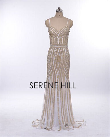 On Sale No Return No Refund Sale Gold Sexy Spaghetti Straps Beaded Evening Dresses For Women Elegant Party Occasion Formal Long Plus Size 2025 LA6002