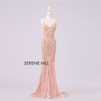 On Sale No Return No Refund Sale Gold Sexy Spaghetti Straps Beaded Evening Dresses For Women Elegant Party Occasion Formal Long Plus Size 2025 LA6002