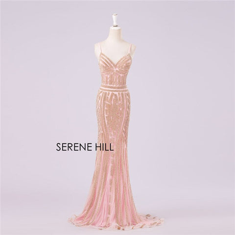 On Sale No Return No Refund Sale Gold Sexy Spaghetti Straps Beaded Evening Dresses For Women Elegant Party Occasion Formal Long Plus Size 2025 LA6002