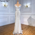 On Sale No Return No Refund Sale Gold Sexy Spaghetti Straps Beaded Evening Dresses For Women Elegant Party Occasion Formal Long Plus Size 2025 LA6002