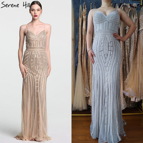 On Sale No Return No Refund Sale Gold Sexy Spaghetti Straps Beaded Evening Dresses For Women Elegant Party Occasion Formal Long Plus Size 2025 LA6002