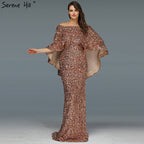 Gold Shawl Luxury Mermaid Dresses Sparkle Evening Gowns LA60919 Evening Dresses  Long  dresses  For Women Party