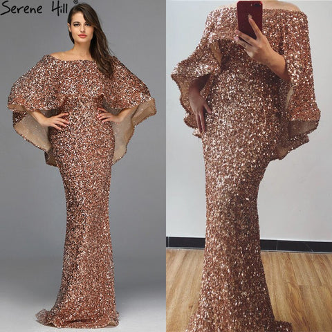 Gold Shawl Luxury Mermaid Dresses Sparkle Evening Gowns LA60919 Evening Dresses  Long  dresses  For Women Party