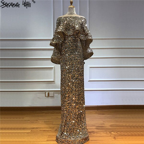 Gold Shawl Luxury Mermaid Dresses Sparkle Evening Gowns LA60919 Evening Dresses  Long  dresses  For Women Party