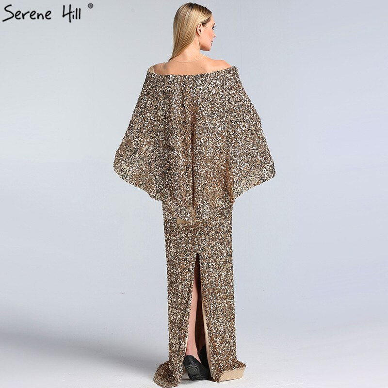 Gold Shawl Luxury Mermaid Dresses Sparkle Evening Gowns LA60919 Evening Dresses  Long  dresses  For Women Party