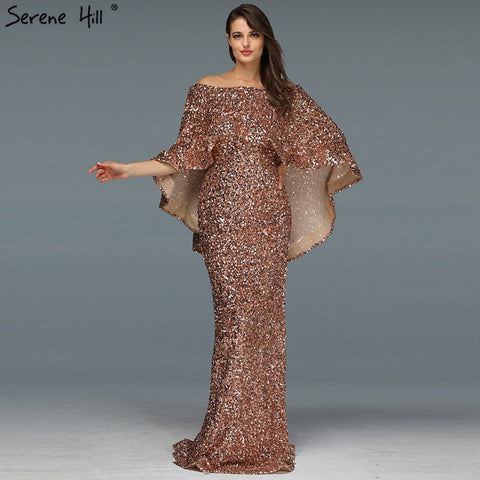 Gold Shawl Luxury Mermaid Dresses Sparkle Evening Gowns LA60919 Evening Dresses  Long  dresses  For Women Party