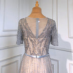 Gold Short Sleeves Evening Dresses Gowns 2025 Luxury Beaded A-Line For Woman Party  LA71602