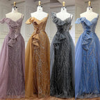 Golden Mermaid Evening Dress With Skirt - Women's Luxury Grey Beaded Spaghetti Strap Party Dress 2025 LA72341