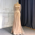 Goud Luxe Mermaid Avond Jurken 2025 Kralen V-hals Sparkle Elegante Voor Vrouwen Party LA70910A