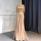 Goud Luxe Mermaid Avond Jurken 2025 Kralen V-hals Sparkle Elegante Voor Vrouwen Party LA70910A