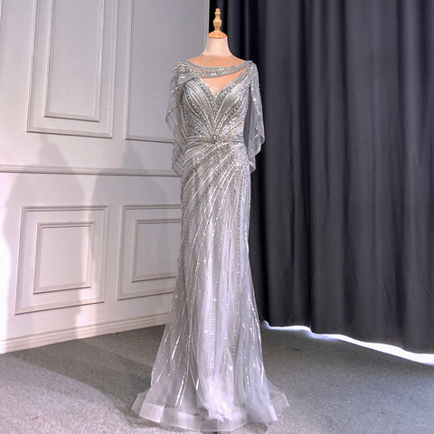 Goud Luxe Mermaid Avond Jurken 2025 Kralen V-hals Sparkle Elegante Voor Vrouwen Party LA70910A