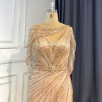Goud Luxe Mermaid Avond Jurken 2025 Kralen V-hals Sparkle Elegante Voor Vrouwen Party LA70910A