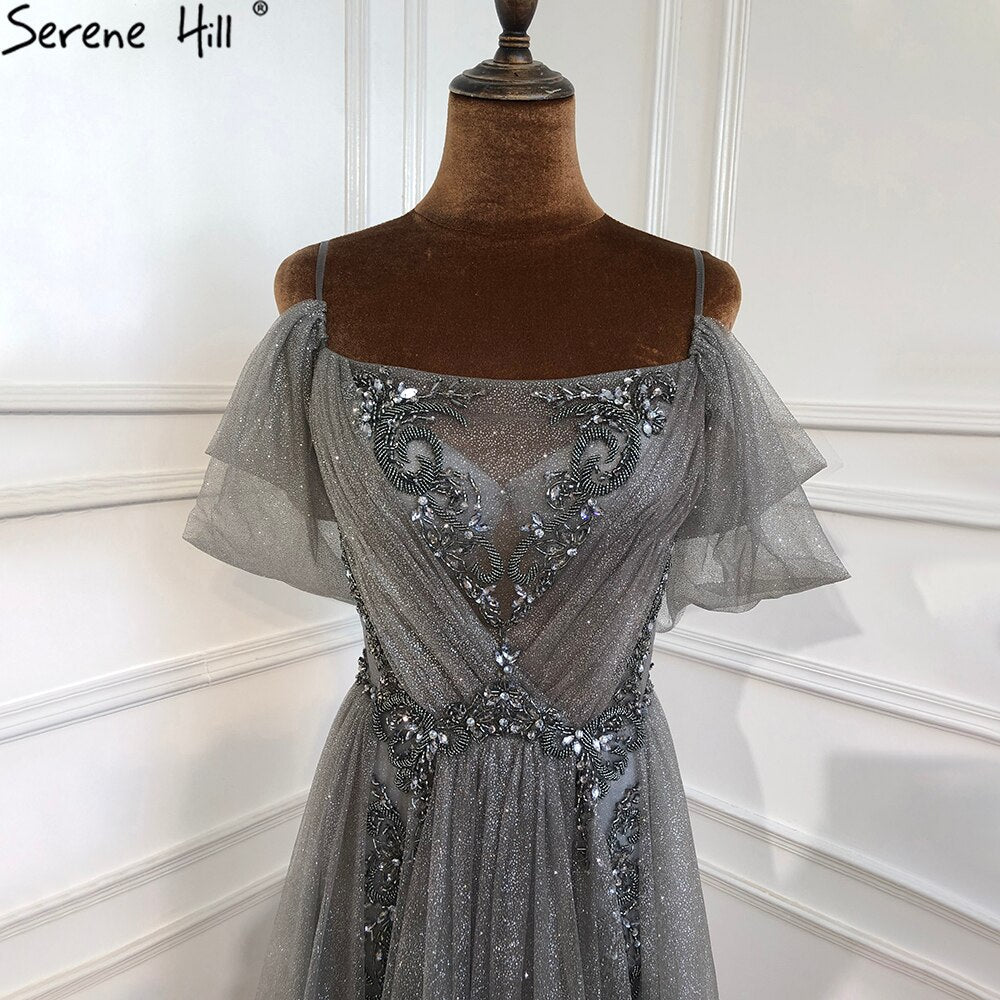 On Sale No Return No Refund Gradual Wine Red A-Line Evening Gowns 2025 Beaded Spaghetti Strap For Women Party LA70776
