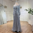 Gray Muslim Luxury Beaded Mermaid Evening Gowns Elegant Floor Length Party Dresses For Women Wedding 2025 LA72295