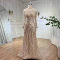 Gray Muslim Luxury Beaded Mermaid Evening Gowns Elegant Floor Length Party Dresses For Women Wedding 2025 LA72295