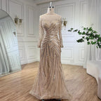 Gray Muslim Luxury Beaded Mermaid Evening Gowns Elegant Floor Length Party Dresses For Women Wedding 2025 LA72295