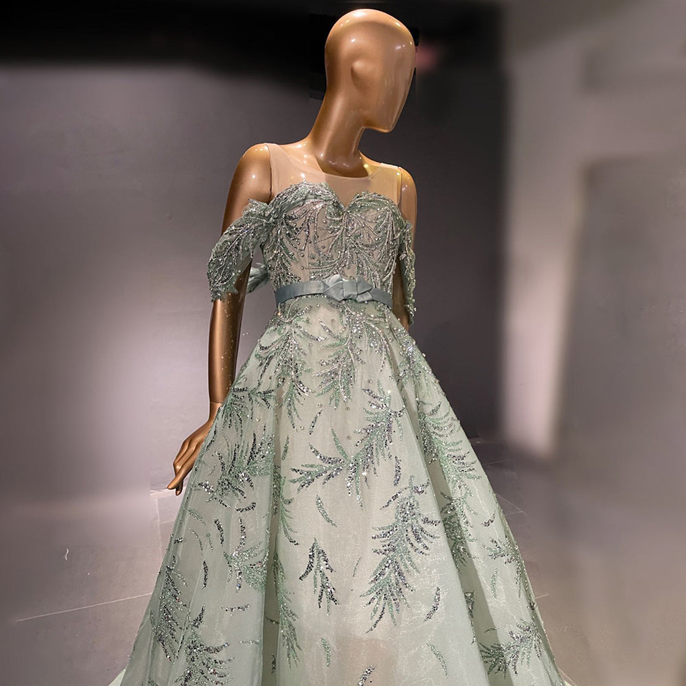 Green A-Line Beaded Evening Dresses Gowns 2025 Luxury Sexy Elegant For Women Party LA71536