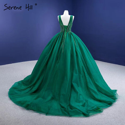 Green A-Line High-end Evening Dresses Gowns 2025 Sleeveless Beaded Sexy For Women Party HM67237