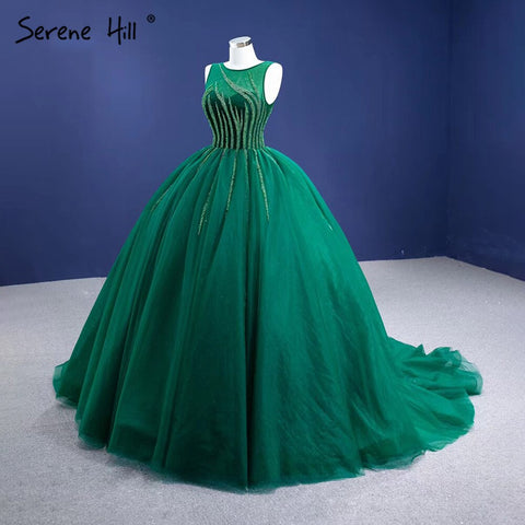Green A-Line High-end Evening Dresses Gowns 2025 Sleeveless Beaded Sexy For Women Party HM67237