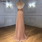 Green A-Line Sexy Prom Dresses 2025 Beaded Spaghetti Strap Graduation School Party Gowns LA71245