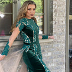 Green Beaded Mermaid Evening Dresses Gowns 2025 Elegant Detachable Skirt For Women Party LA71455
