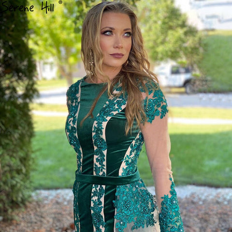 Green Beaded Mermaid Evening Dresses Gowns 2025 Elegant Detachable Skirt For Women Party LA71455