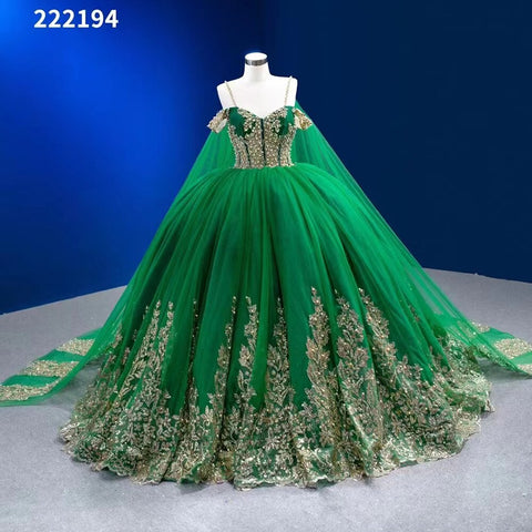 Green Cape Sexy Spaghetti Straps Pearls Beaded Lace Up Bride Gowns Wedding Dress 2025 High End Custom Made HM222194