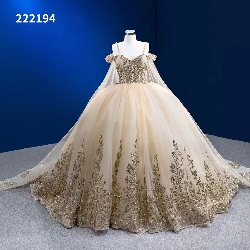 Green Cape Sexy Spaghetti Straps Pearls Beaded Lace Up Bride Gowns Wedding Dress 2025 High End Custom Made HM222194