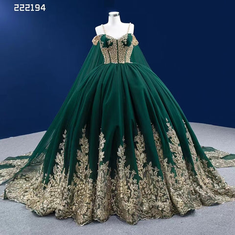 Green Cape Sexy Spaghetti Straps Pearls Beaded Lace Up Bride Gowns Wedding Dress 2025 High End Custom Made HM222194