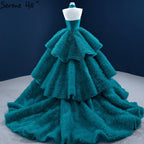 Green Halter Sexy Wedding Dresses 2025 Sleeveless Tiered Lace Up High-end Bridal Dress HM67232