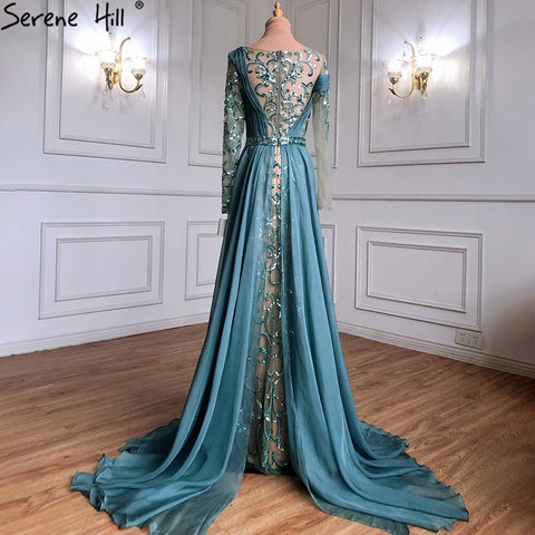 Green High Split Mermaid Evening Dresses Gowns 2025 Beaded Luxury Elegant For Woman Wedding Party LA71391