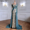 Green High Split Mermaid Evening Dresses Gowns 2025 Beaded Luxury Elegant For Woman Wedding Party LA71391