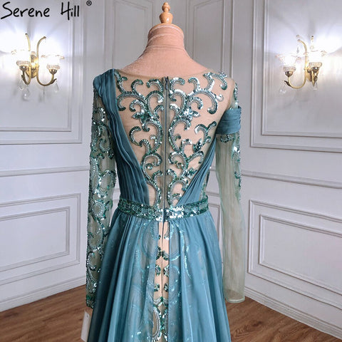 Green High Split Mermaid Evening Dresses Gowns 2025 Beaded Luxury Elegant For Woman Wedding Party LA71391