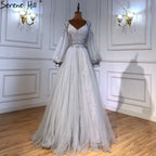 Green Lantern Sleeve Evening Dresses Gowns 2025 A-Line Beaded Luxury For Women Wedding Party LA71477