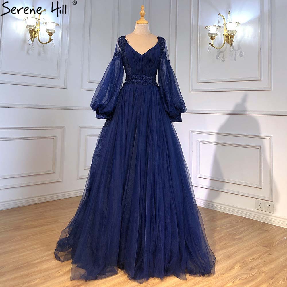 Green Lantern Sleeve Evening Dresses Gowns 2025 A-Line Beaded Luxury For Women Wedding Party LA71477