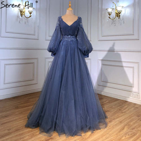 Green Lantern Sleeve Evening Dresses Gowns 2025 A-Line Beaded Luxury For Women Wedding Party LA71477