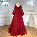 Green Lantern Sleeve Evening Dresses Gowns 2025 A-Line Beaded Luxury For Women Wedding Party LA71477