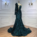 Green Long Prom Dresses 2025 Luxury Sequined  Sexy Mermaid Style Black Girl Prom Gala Party Gown LA72025