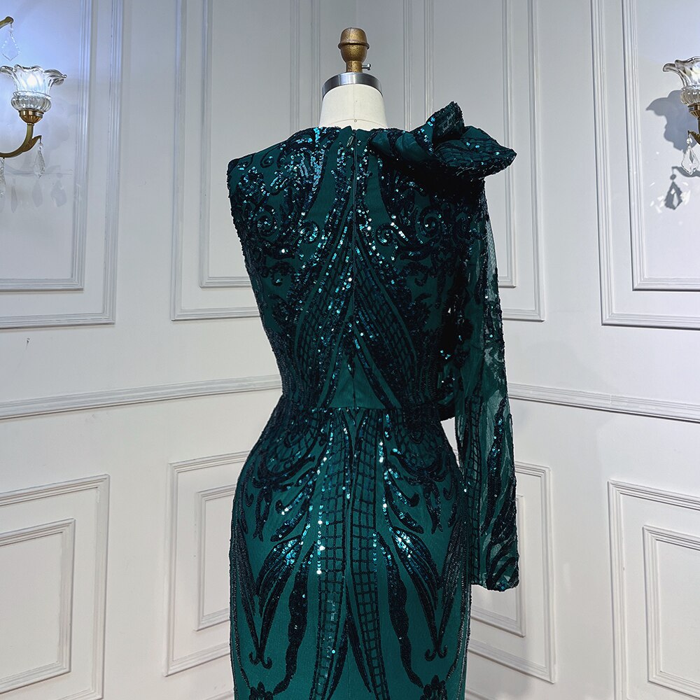 Green Long Prom Dresses 2025 Luxury Sequined  Sexy Mermaid Style Black Girl Prom Gala Party Gown LA72025