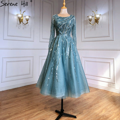 Green Luxury Ankle Length Evening Dresses Gowns 2025 One Shoulder Beading Sexy For Woman Party LA71021