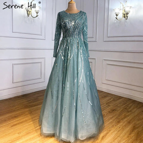 Green Luxury Ankle Length Evening Dresses Gowns 2025 One Shoulder Beading Sexy For Woman Party LA71021