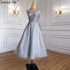 Green Luxury Ankle Length Evening Dresses Gowns 2025 One Shoulder Beading Sexy For Woman Party LA71021