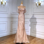 Green Luxury Mermaid Evening Dresses Gowns 2025 Cap Sleeves Beaded Elegant For Women Party LA71438