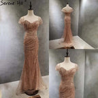 Green Luxury Mermaid Evening Dresses Gowns 2025 Cap Sleeves Beaded Elegant For Women Party LA71438