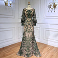 Green Mermaid Elegant Puff Sleeves Lace Beaded Luxury Evening Dresses Gowns For Women Muslim Party 2025 LA71840