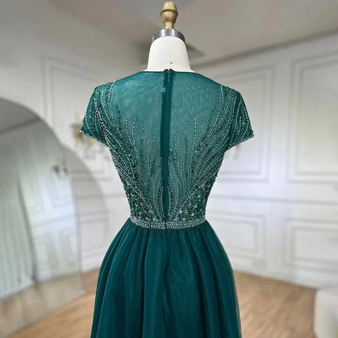 Green Mermaid Elegant With Overskirt Beaded Luxury Dubai Evening Dresses Gowns For Women Wedding Party 2025 LA72241