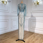 Green Mermaid High Split Evening Dresses Gowns 2025 Beaded Elegant Luxury For Women Party LA71385