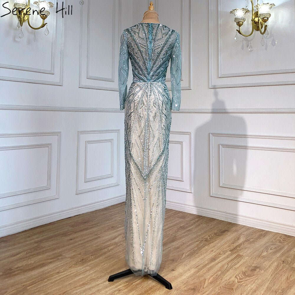 Green Mermaid High Split Evening Dresses Gowns 2025 Beaded Elegant Luxury For Women Party LA71385