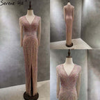 Green Mermaid High Split Evening Dresses Gowns 2025 Beaded Elegant Luxury For Women Party LA71385