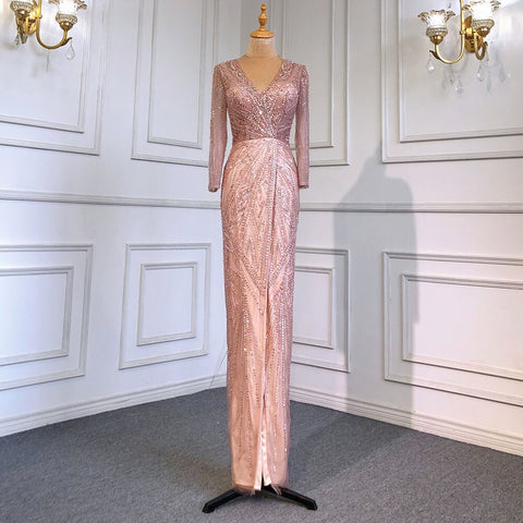 Green Mermaid High Split Evening Dresses Gowns 2025 Beaded Elegant Luxury For Women Party LA71385